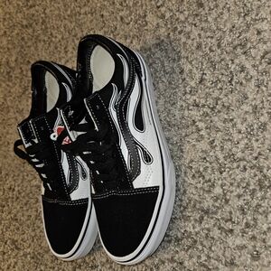 Vans Black and White Flame Women's Shoes